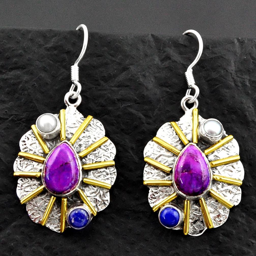 n purple copper turquoise 925 silver two tone earrings d40650