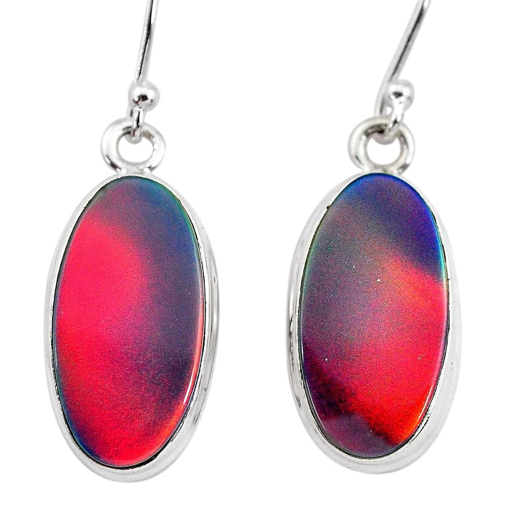 6.52cts volcano aurora opal (lab) 925 silver dangle earrings jewelry t28424