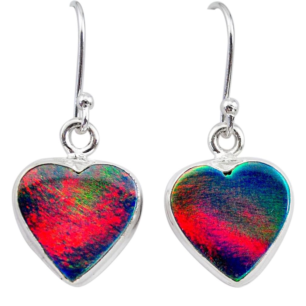 5.51cts volcano aurora opal (lab) 925 silver dangle earrings jewelry t28428