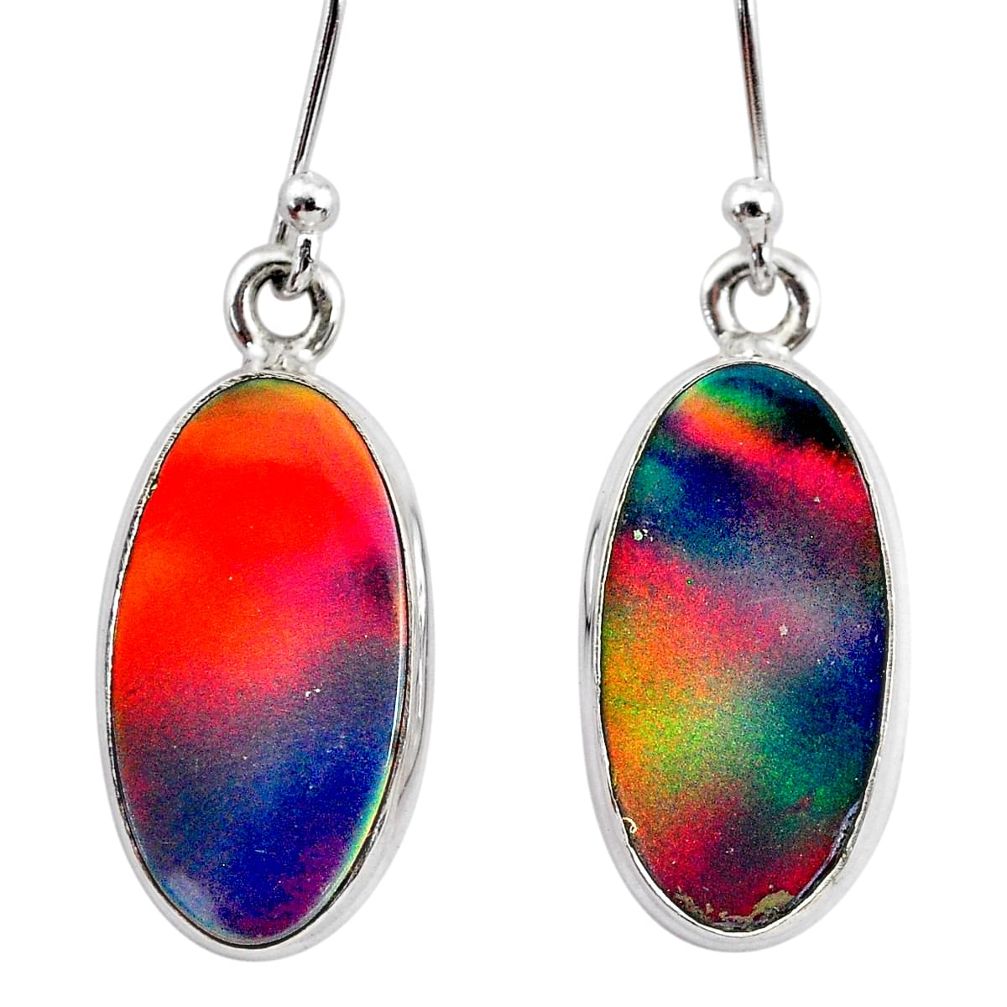 5.45cts volcano aurora opal (lab) 925 silver dangle earrings jewelry t28435