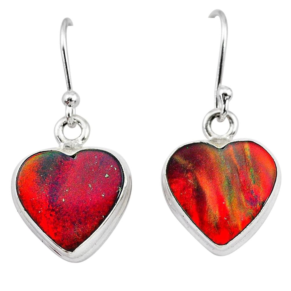 5.06cts volcano aurora opal (lab) 925 silver dangle earrings jewelry t28438