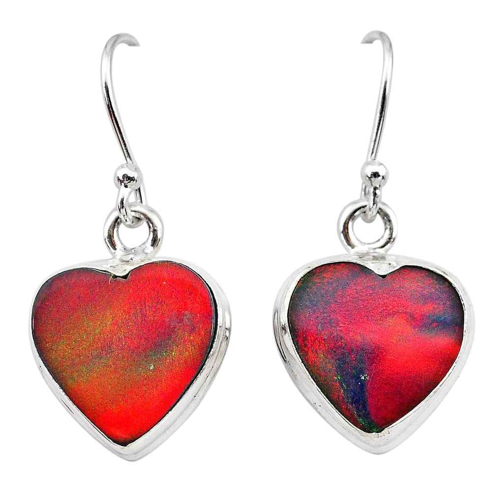 5.90cts volcano aurora opal (lab) 925 silver dangle earrings jewelry t28445