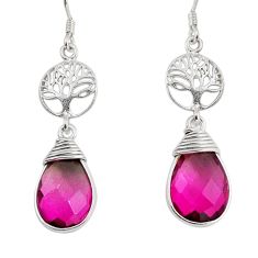 13.50cts watermelon tourmaline (lab) 925 silver tree of life earrings y58827