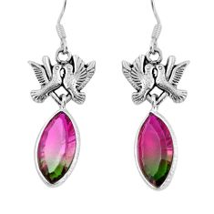 11.61cts watermelon tourmaline (lab) marquise silver love birds earrings y34650