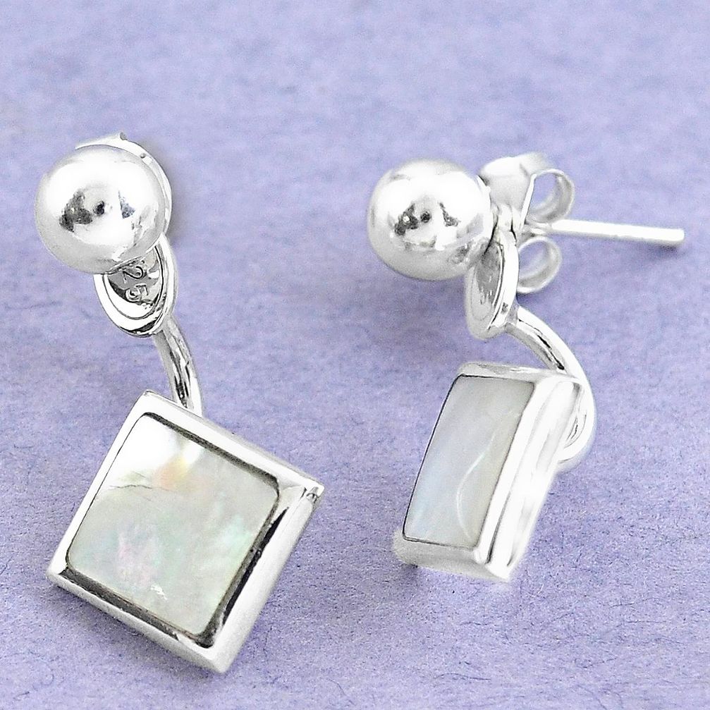 White blister pearl enamel 925 sterling silver dangle earrings c20219