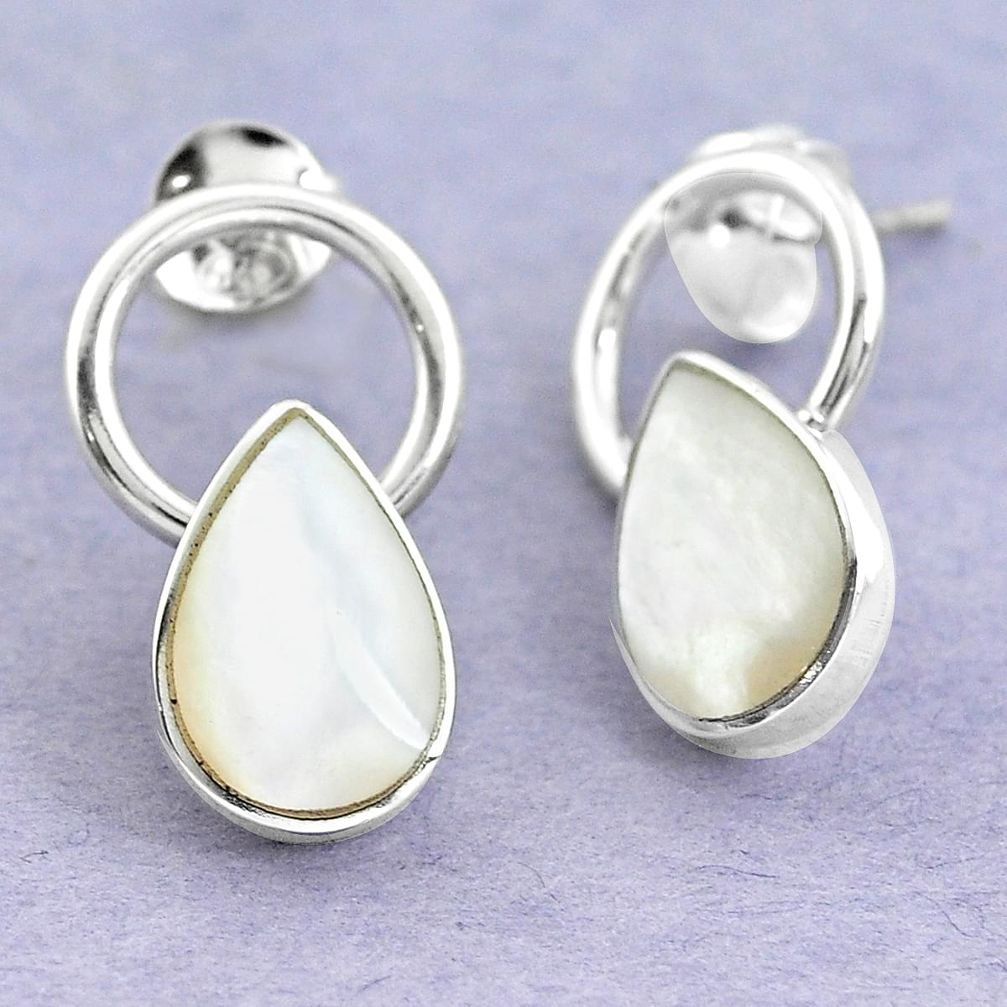 White blister pearl enamel 925 sterling silver dangle earrings c25720