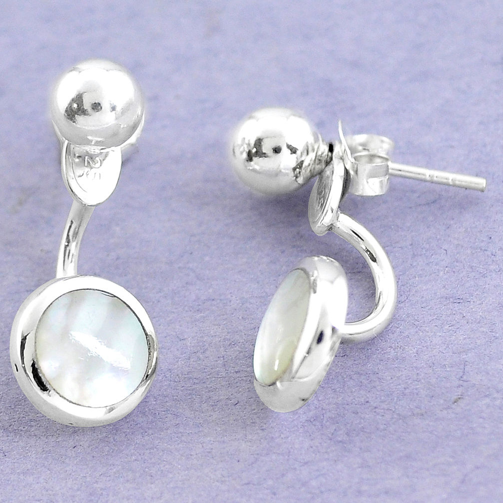 White blister pearl enamel 925 sterling silver dangle earrings jewelry c25477