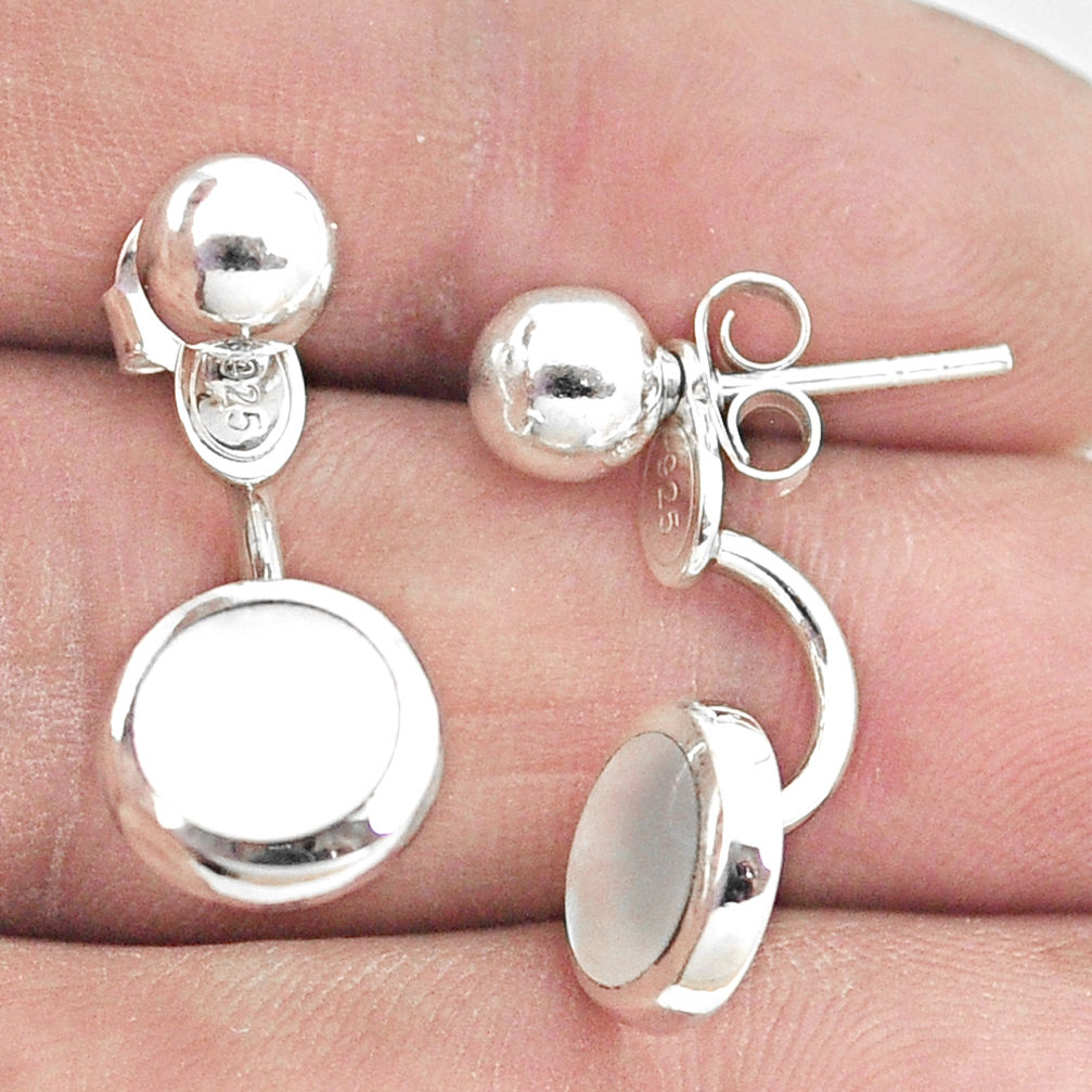 4.69gms white pearl enamel 925 sterling silver dangle earrings jewelry c25653