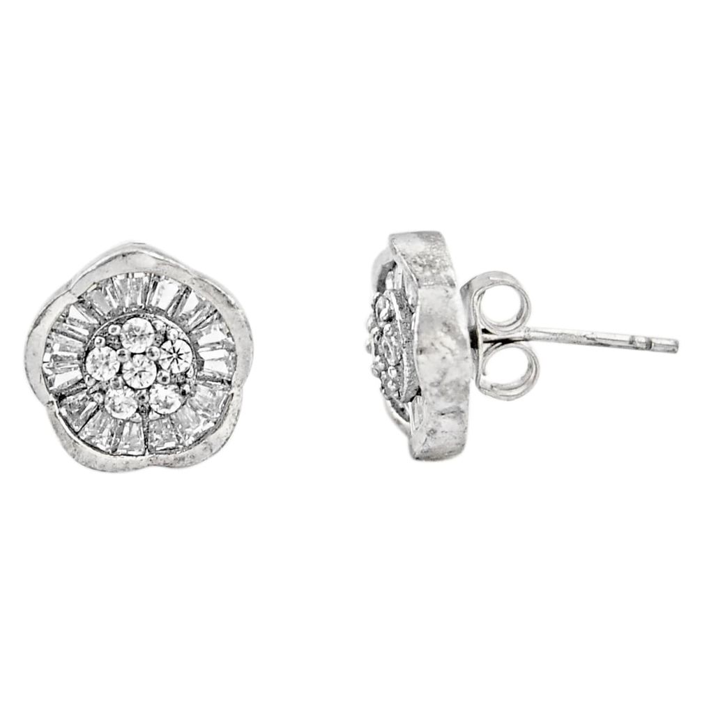 3.76cts white topaz quartz 925 sterling silver stud earrings jewelry c9330