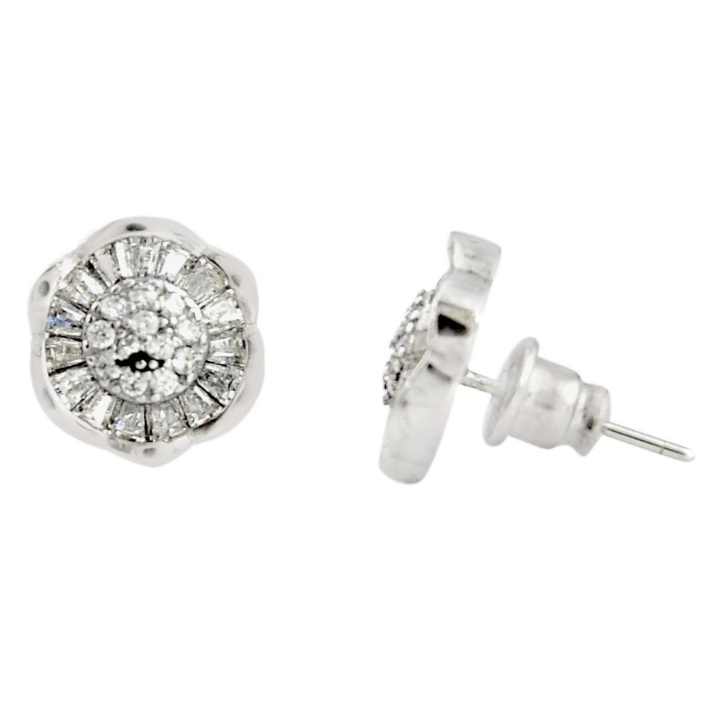 4.91cts white topaz quartz 925 sterling silver stud earrings jewelry c9660