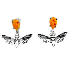 4.09cts yellow bumble bee australian jasper 925 silver butterfly earrings n48550