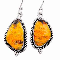 14.72cts yellow bumble bee australian jasper 925 silver dangle earrings n39646