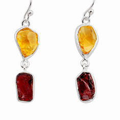 10.58cts yellow citrine garnet rough 925 silver dangle earrings jewelry y93956