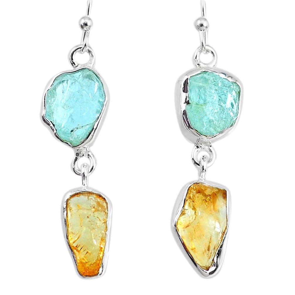 11.57cts yellow citrine quartz 925 silver dangle handmade earrings r74286