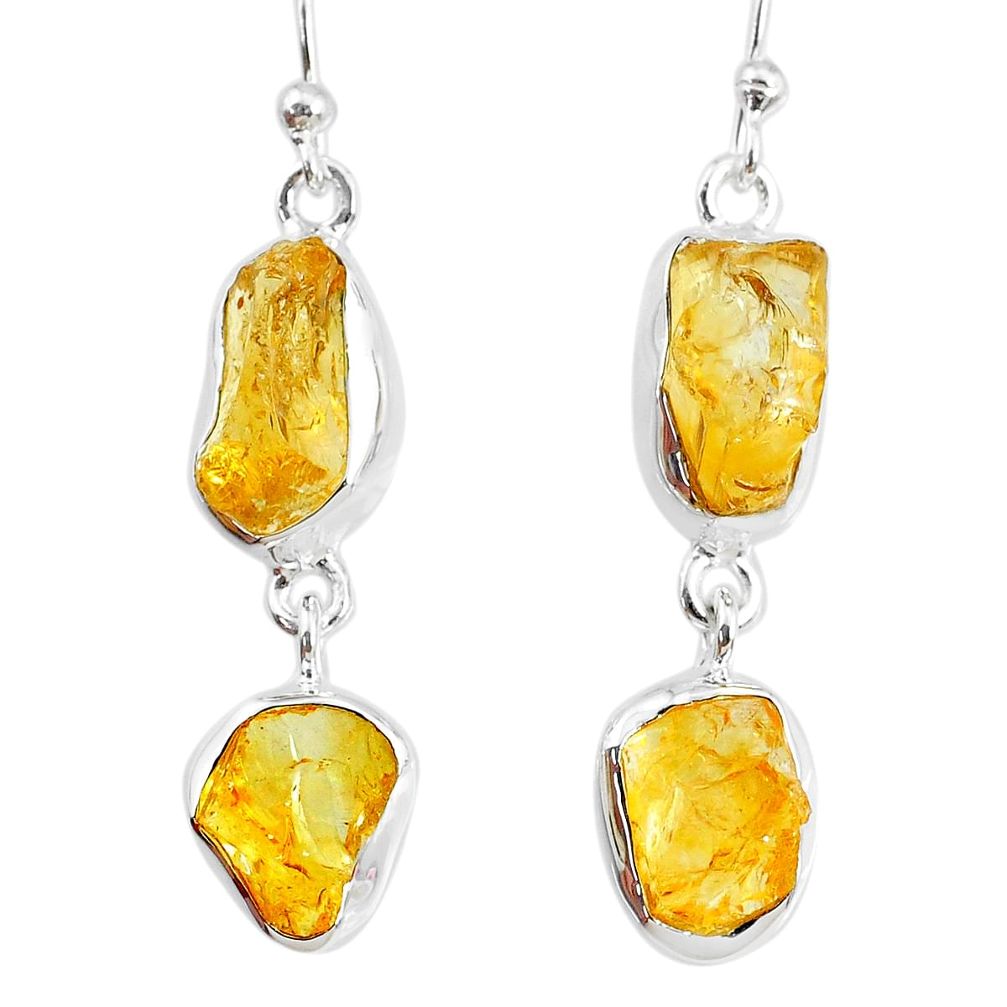 13.50cts yellow citrine raw 925 silver dangle handmade earrings jewelry r74391