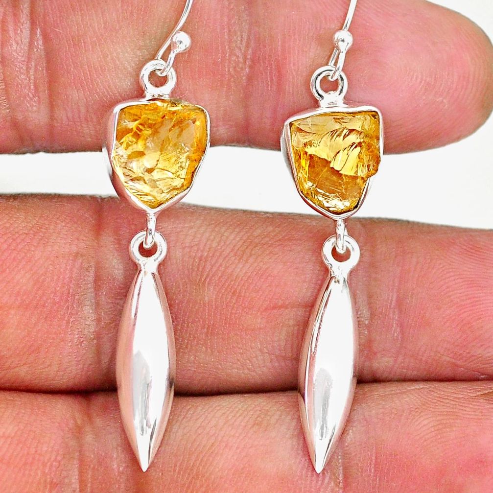 9.11cts yellow citrine rough 925 sterling silver dangle earrings jewelry r89946