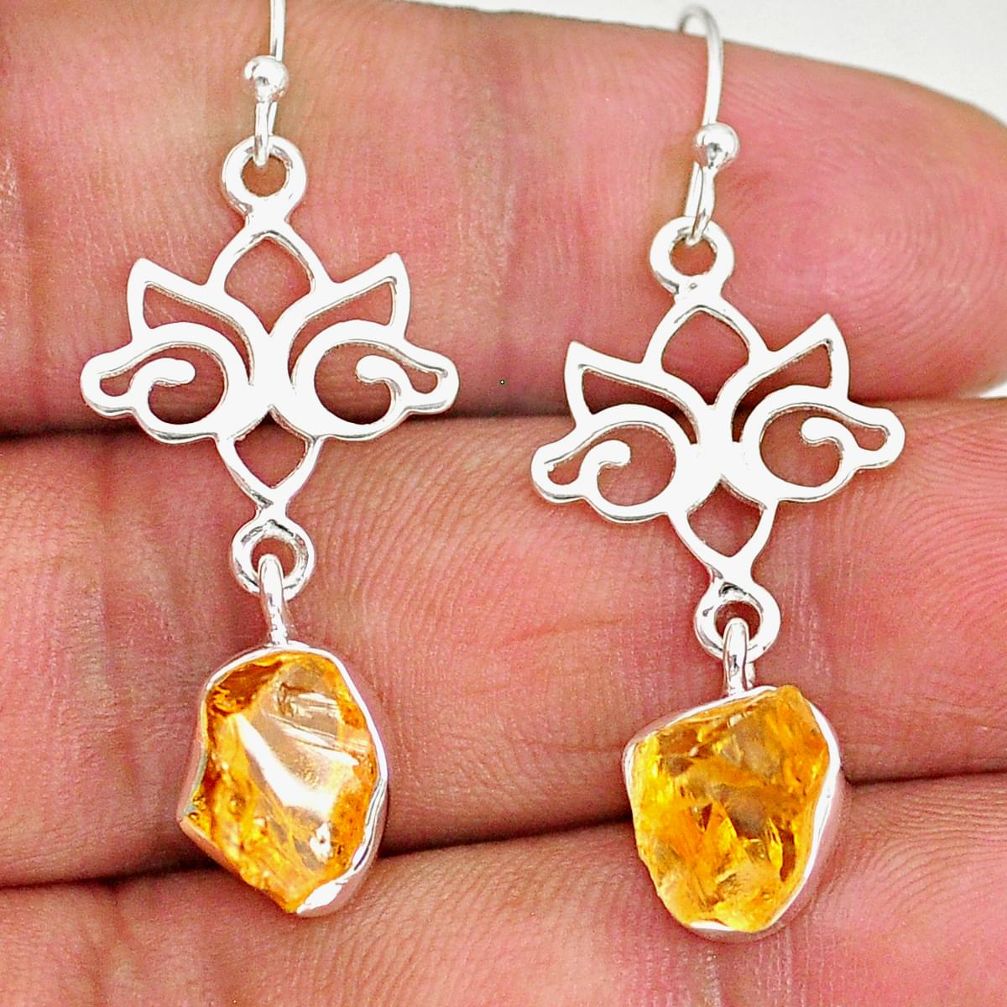 8.67cts yellow citrine raw 925 sterling silver dangle earrings jewelry r89948