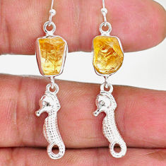 9.94cts yellow citrine raw 925 sterling silver dangle earrings jewelry r89954