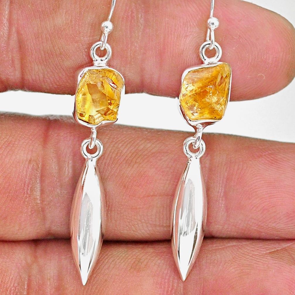 8.42cts yellow citrine raw 925 sterling silver dangle earrings jewelry r89955