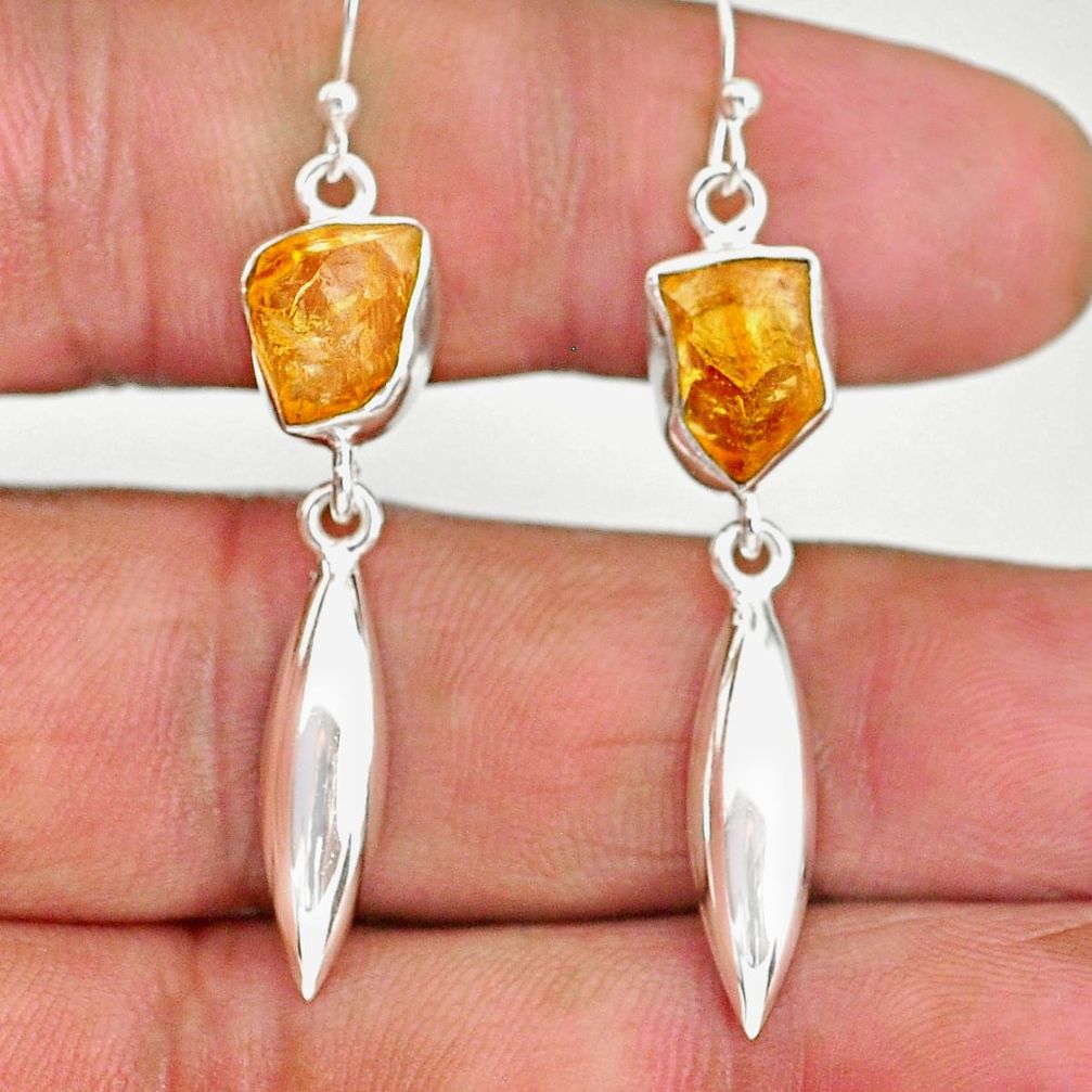 8.67cts yellow citrine raw 925 sterling silver dangle earrings jewelry r89956