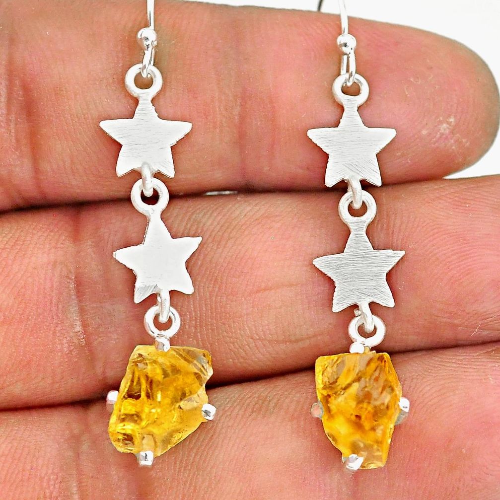 6.81cts yellow citrine raw 925 sterling silver dangle earrings jewelry r90743