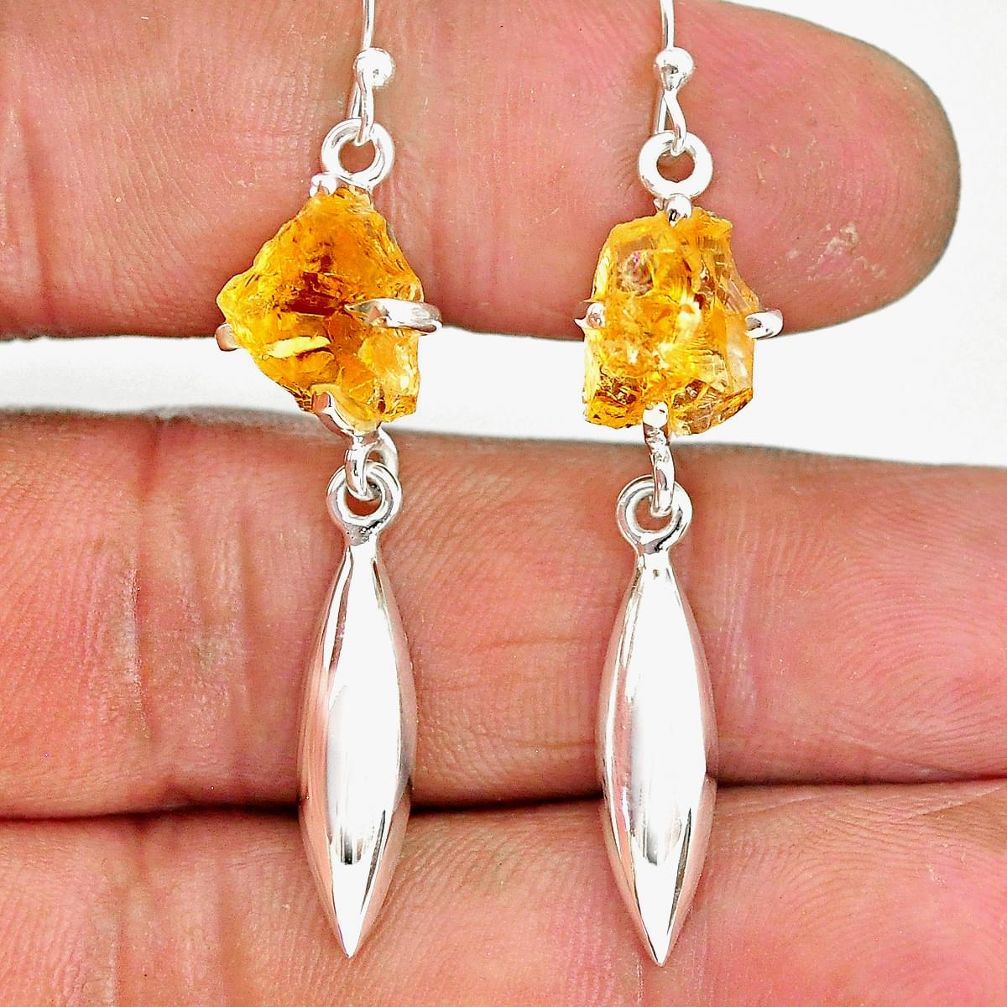 5.91cts yellow citrine raw 925 sterling silver dangle earrings jewelry r90750