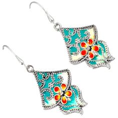 Multi color enamel 925 sterling silver flower dangle earrings jewelry h55722