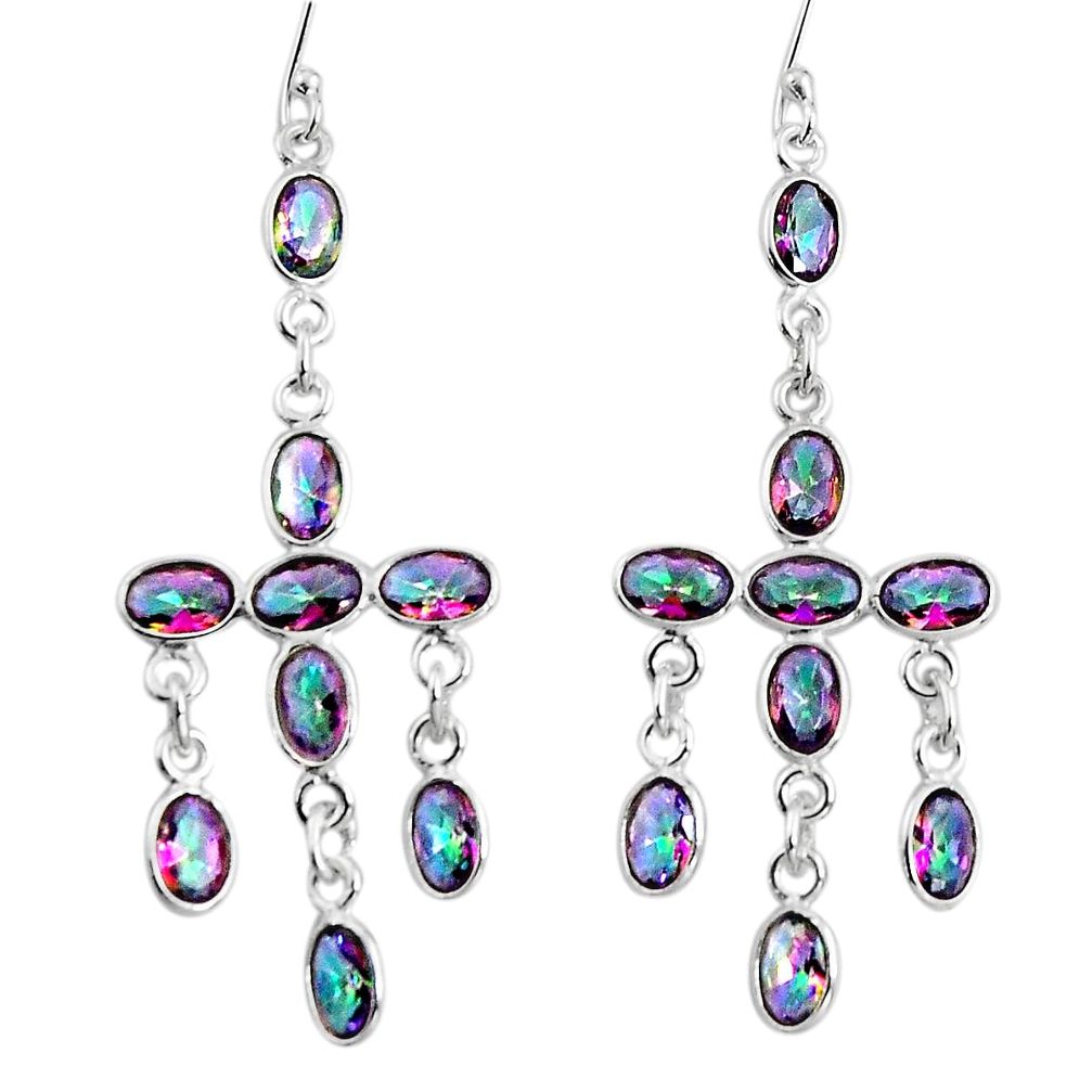 12.99cts multi color rainbow topaz 925 sterling silver dangle earrings d32382