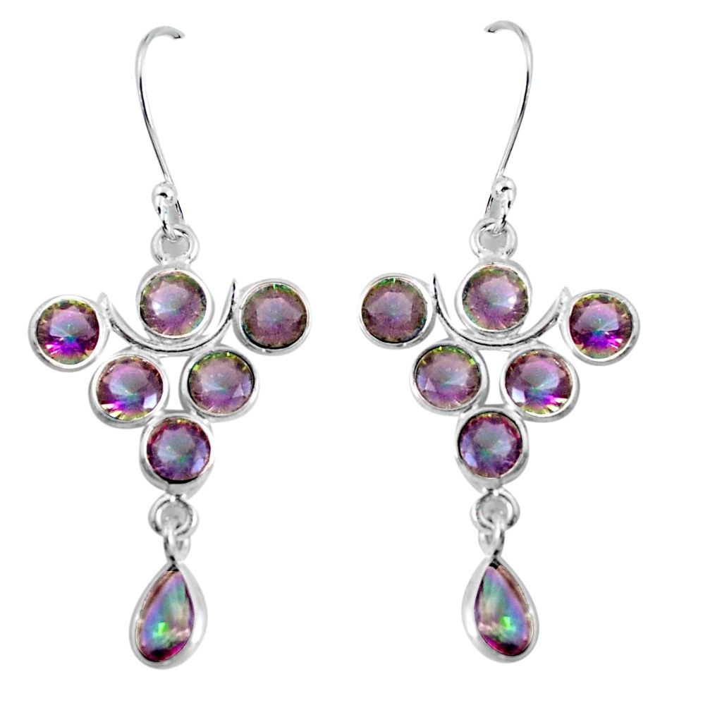 9.13cts multi color rainbow topaz 925 sterling silver dangle earrings p60616