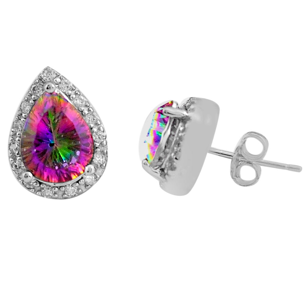 LAB 9.29cts multi color rainbow topaz topaz 925 sterling silver earrings c4571