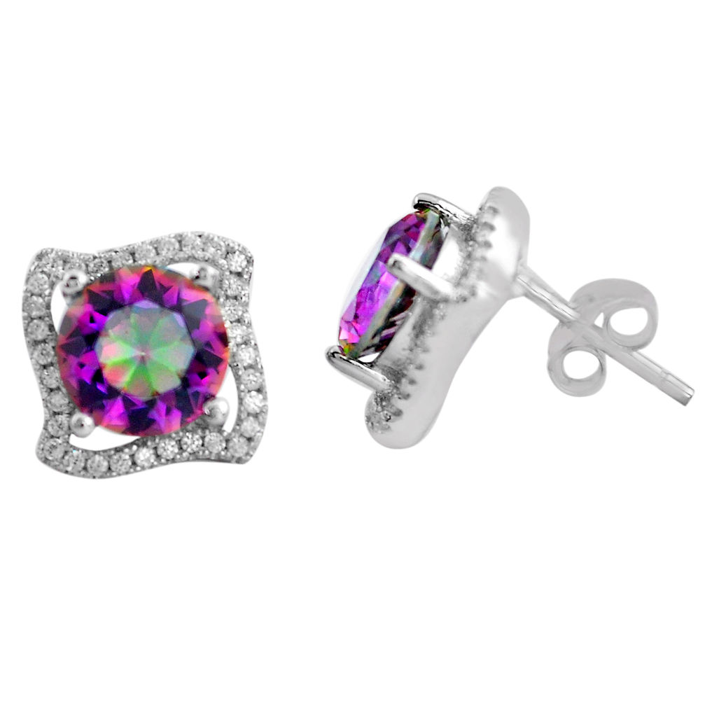 LAB 8.06cts multi color rainbow topaz topaz 925 sterling silver stud earrings c4535