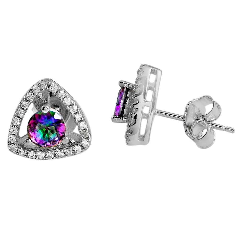 2.87cts multi color rainbow topaz topaz 925 sterling silver stud earrings c5151