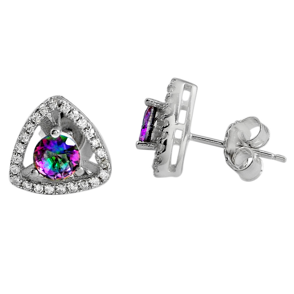 LAB 2.94cts multi color rainbow topaz topaz 925 sterling silver stud earrings c5157