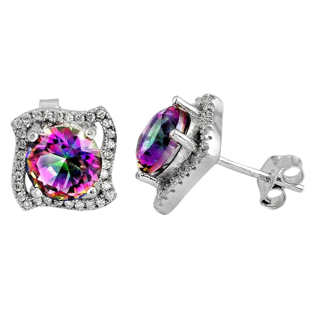 7.69cts multi color rainbow topaz topaz 925 sterling silver stud earrings c5163
