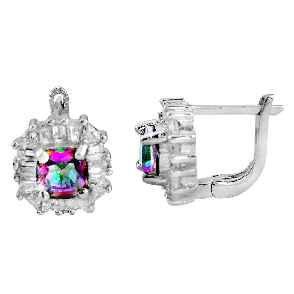 LAB 8.79cts multi color rainbow topaz topaz 925 sterling silver stud earrings c5185