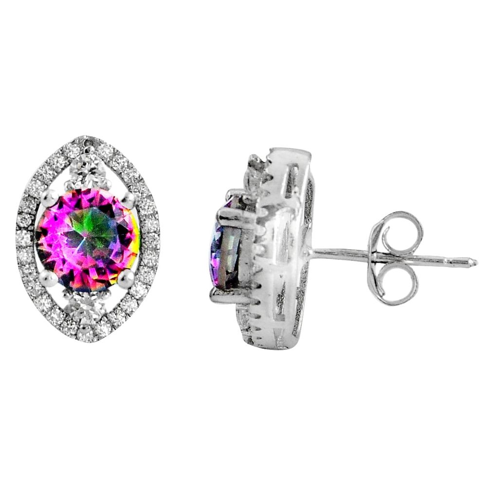 7.15cts multi color rainbow topaz topaz 925 sterling silver stud earrings c5199