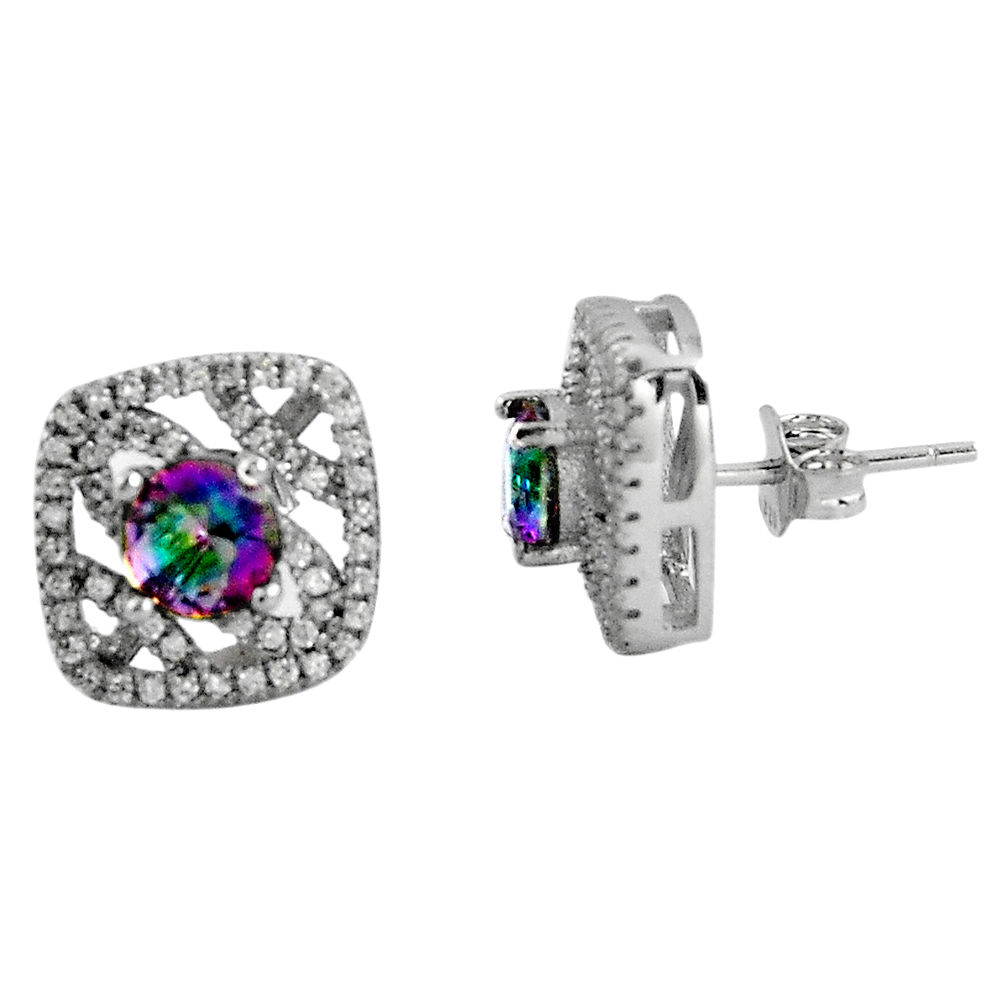 LAB 7.61cts multi color rainbow topaz topaz 925 sterling silver stud earrings c5203
