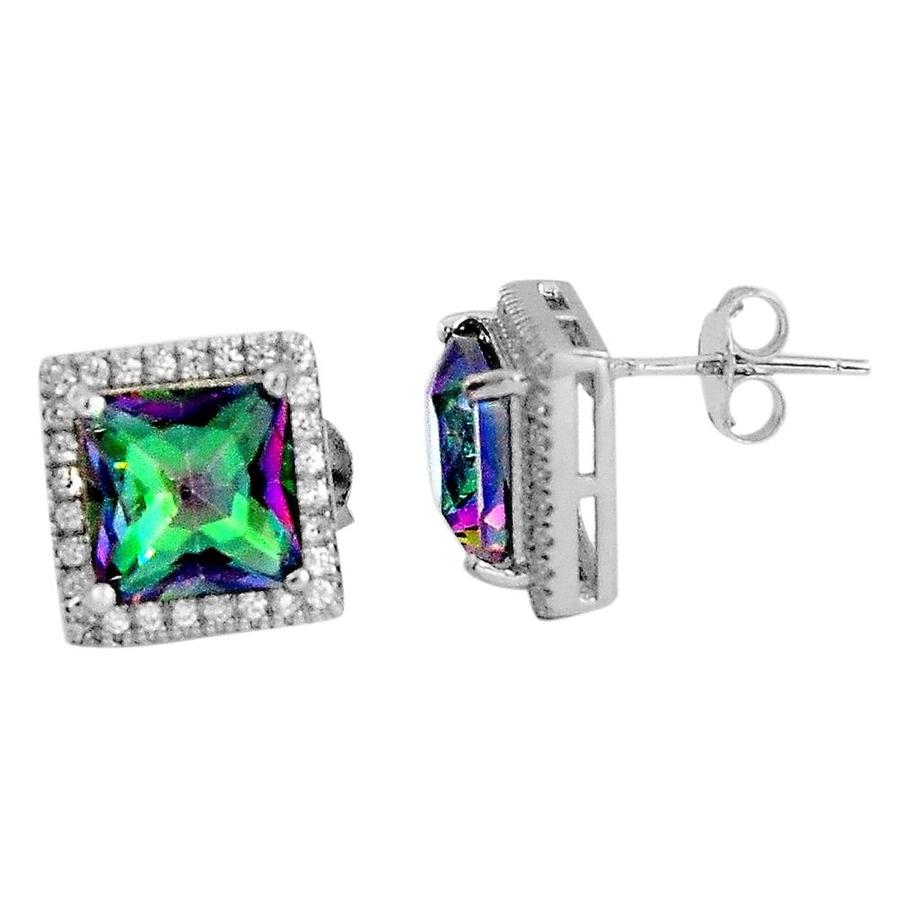 8.77cts multi color rainbow topaz topaz 925 sterling silver stud earrings c5212