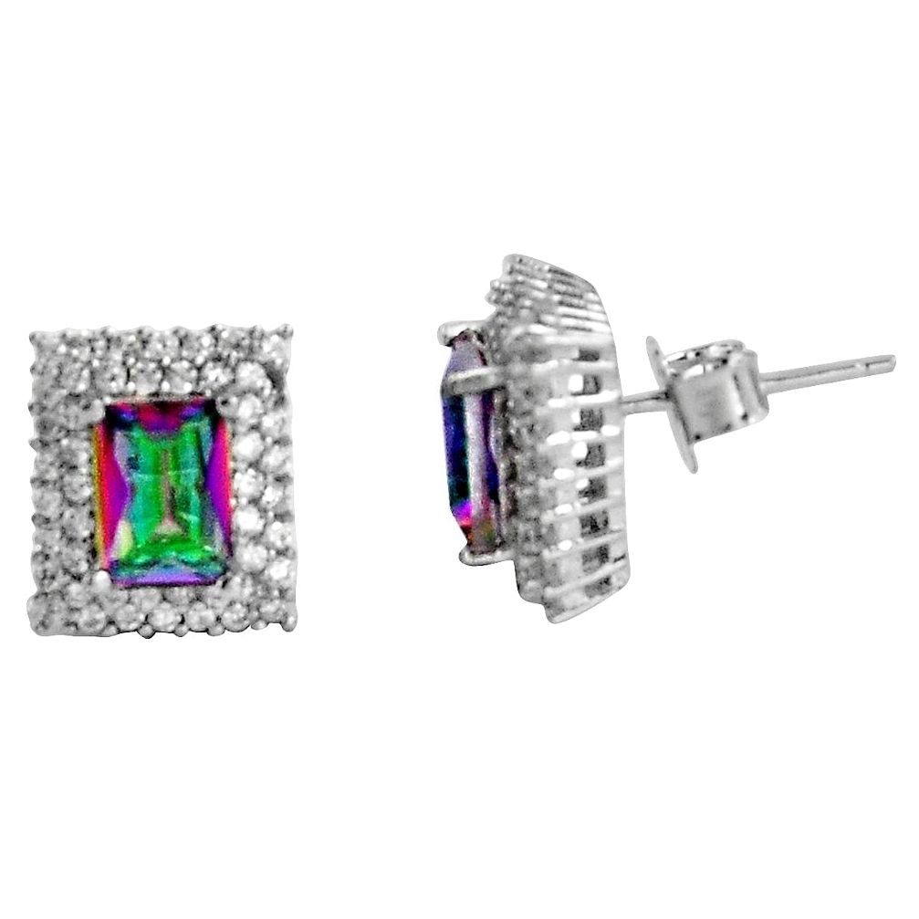 4.94cts multi color rainbow topaz topaz 925 sterling silver stud earrings c5215