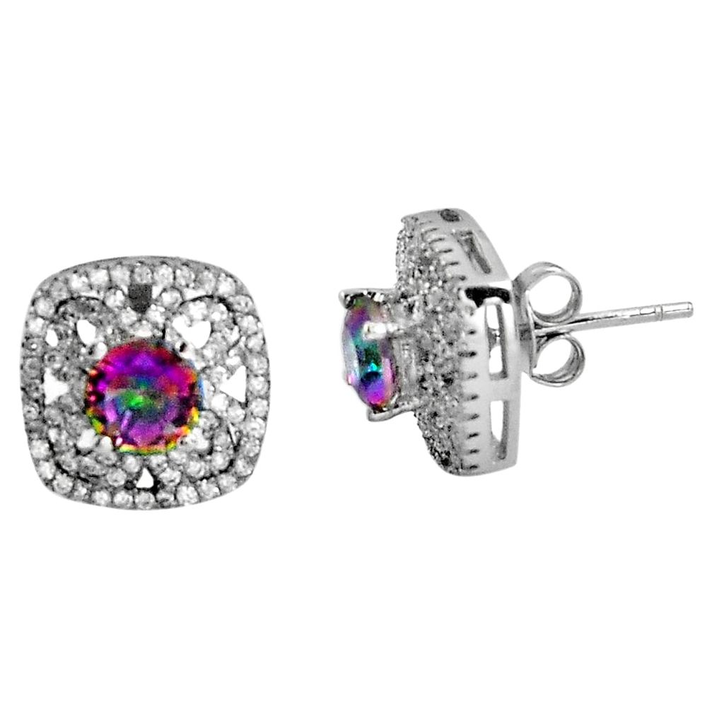 7.21cts multi color rainbow topaz topaz 925 sterling silver stud earrings c5220