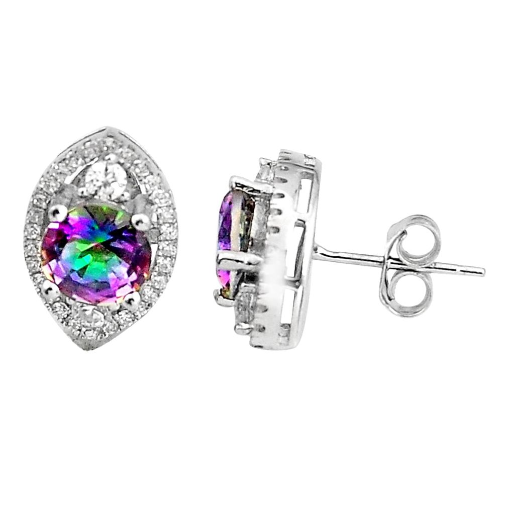 5.84cts multi color rainbow topaz topaz 925 sterling silver stud earrings c5500