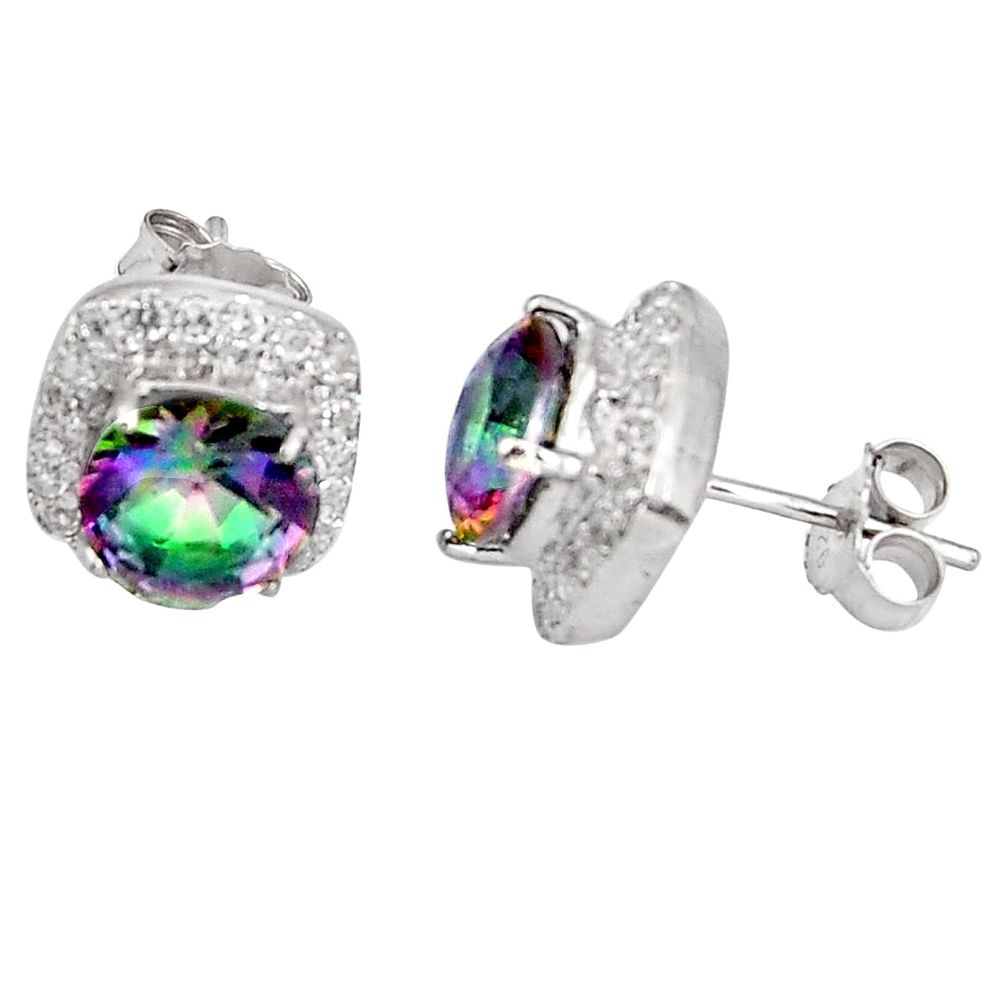 7.24cts multi color rainbow topaz topaz 925 sterling silver stud earrings c5562