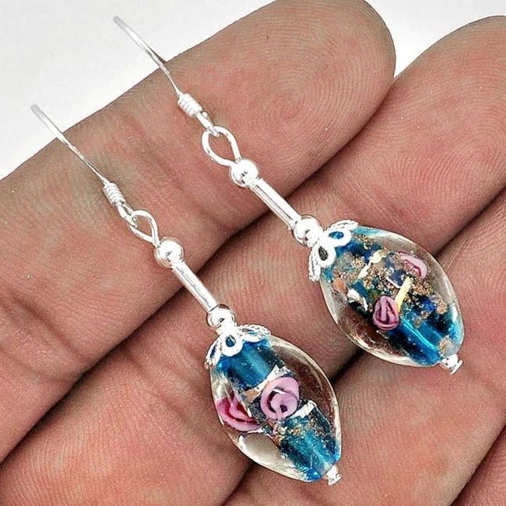 MULTICOLOR DICHROIC GLASS 925 STERLING SILVER DANGLE EARRINGS JEWELRY G7349