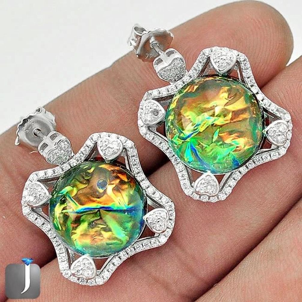 MULTICOLOR DICHROIC GLASS WHITE TOPAZ 925 SILVER DANGLE EARRINGS JEWELRY G34080