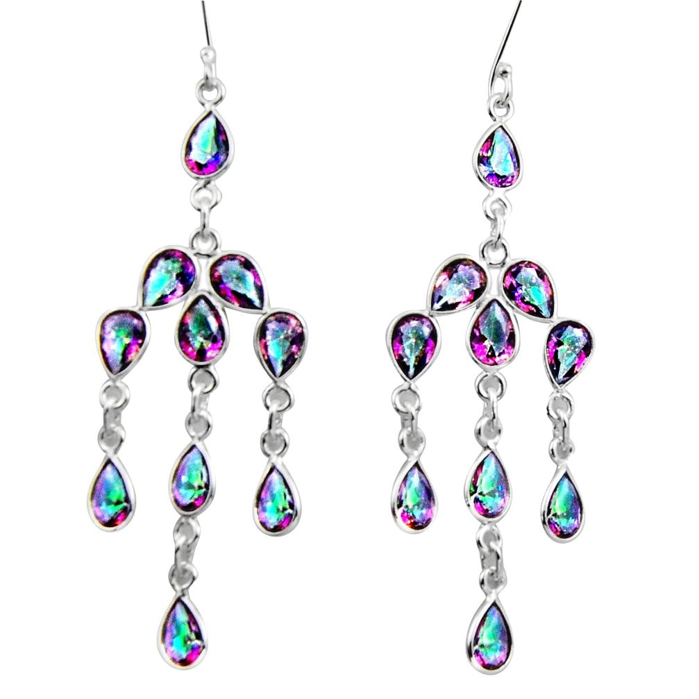 17.90cts multicolor rainbow topaz 925 sterling silver chandelier earrings d32362