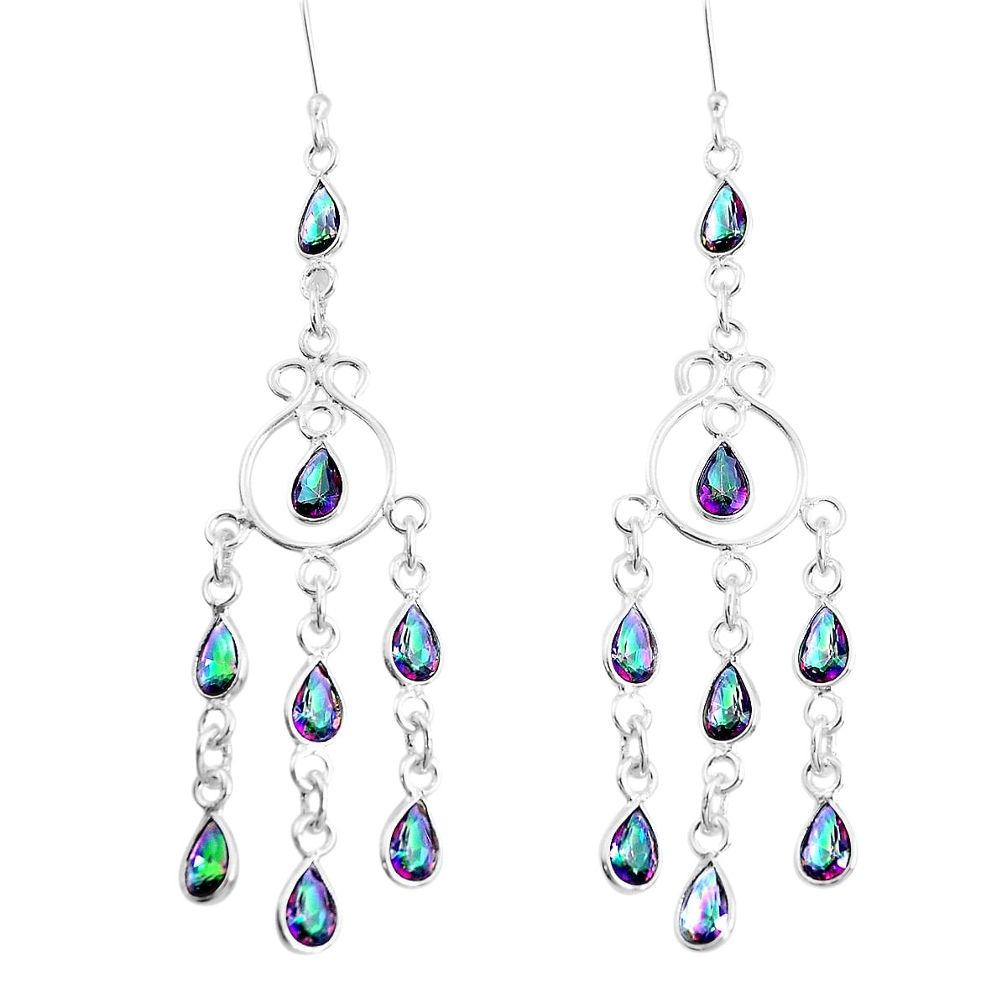 16.20cts multicolor rainbow topaz 925 sterling silver chandelier earrings p60562