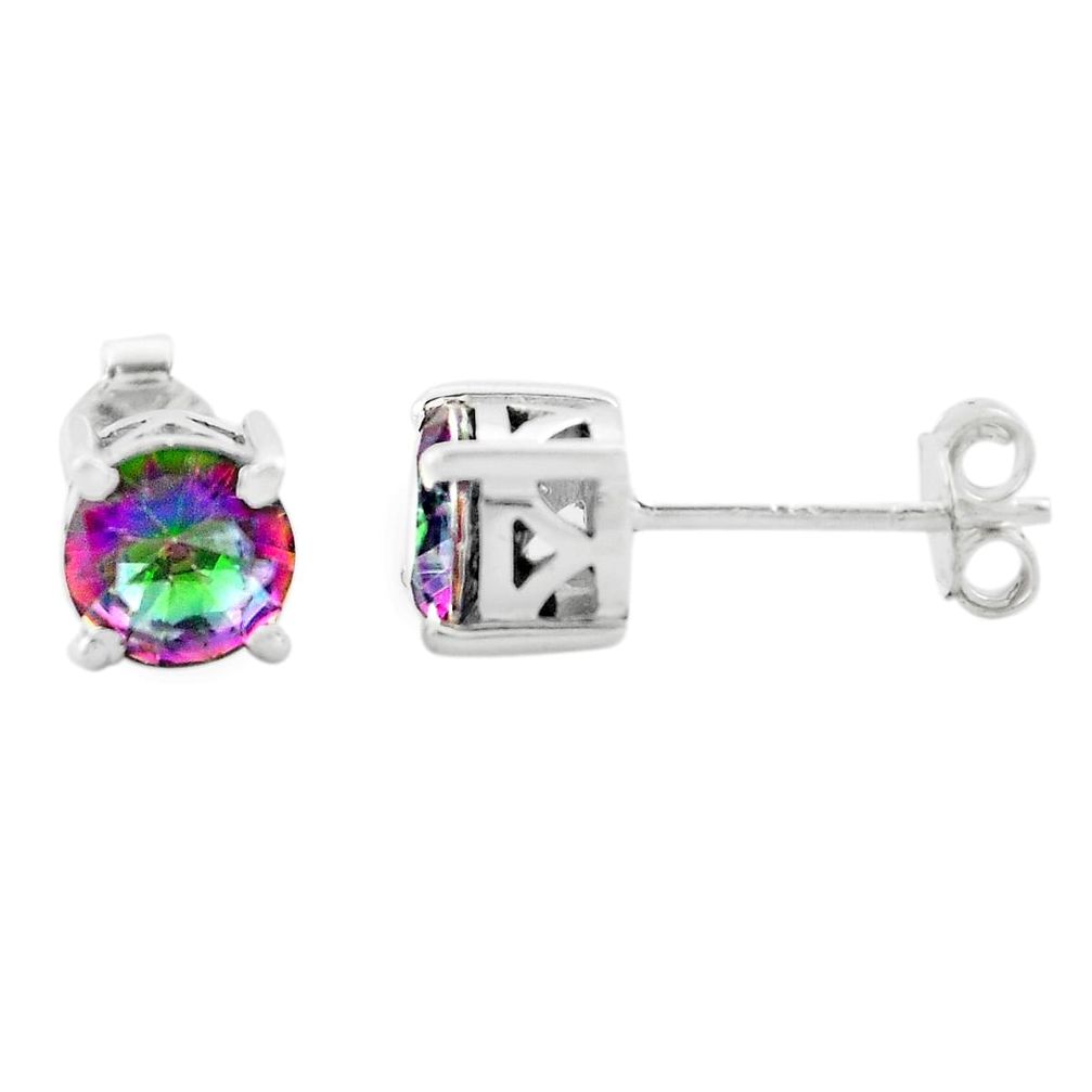 2.44cts multicolor rainbow topaz 925 sterling silver stud earrings p74738