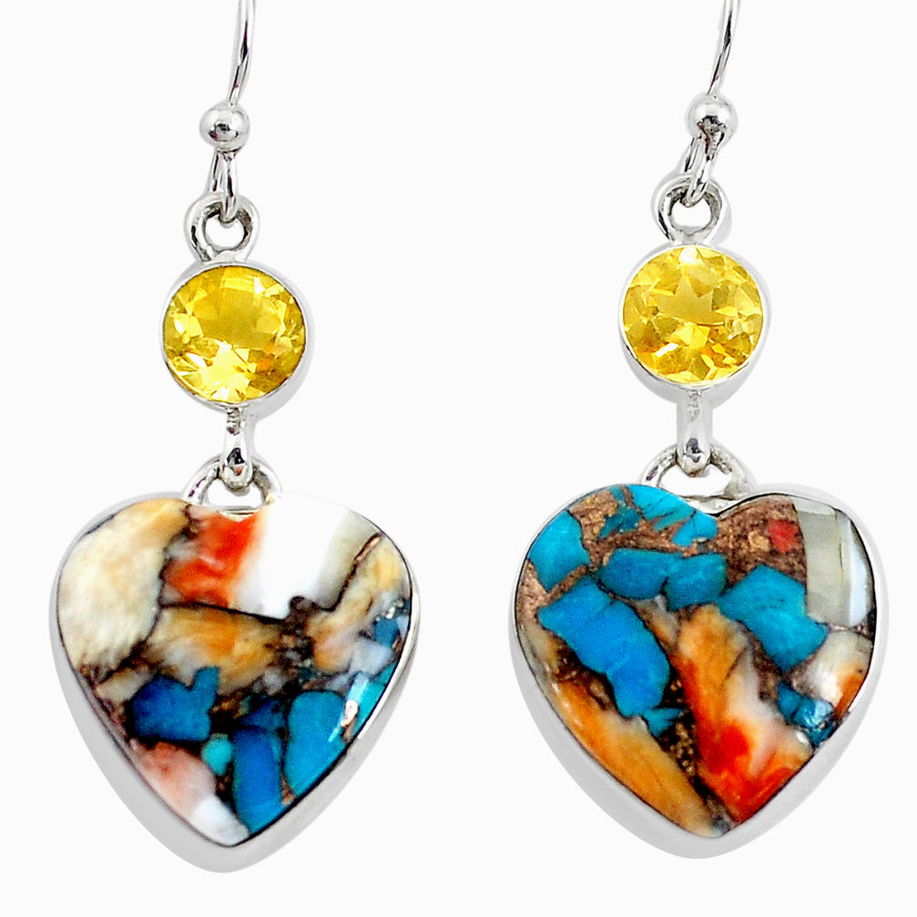 20.20cts multicolor spiny oyster arizona turquoise 925 silver earrings p39616
