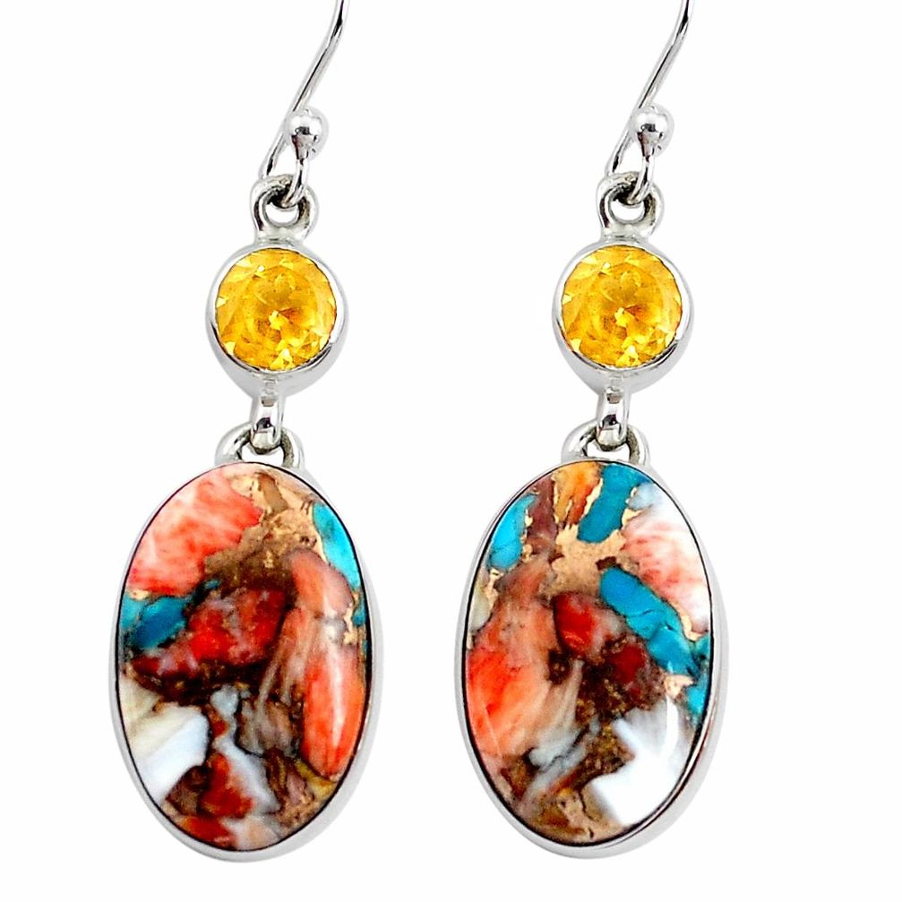 20.36cts multicolor spiny oyster arizona turquoise 925 silver earrings p39652