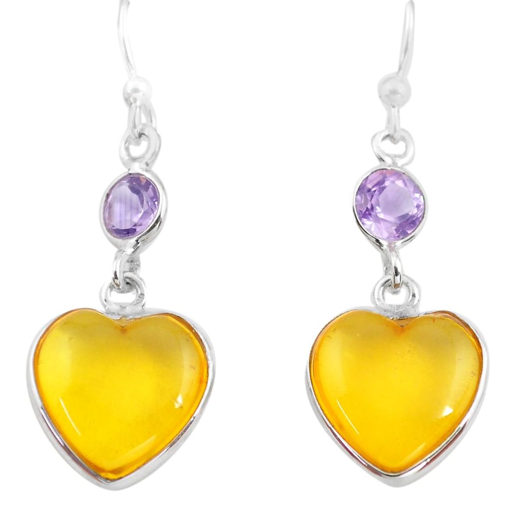 5.65cts natural amber from colombia 925 silver heart love earrings p74102